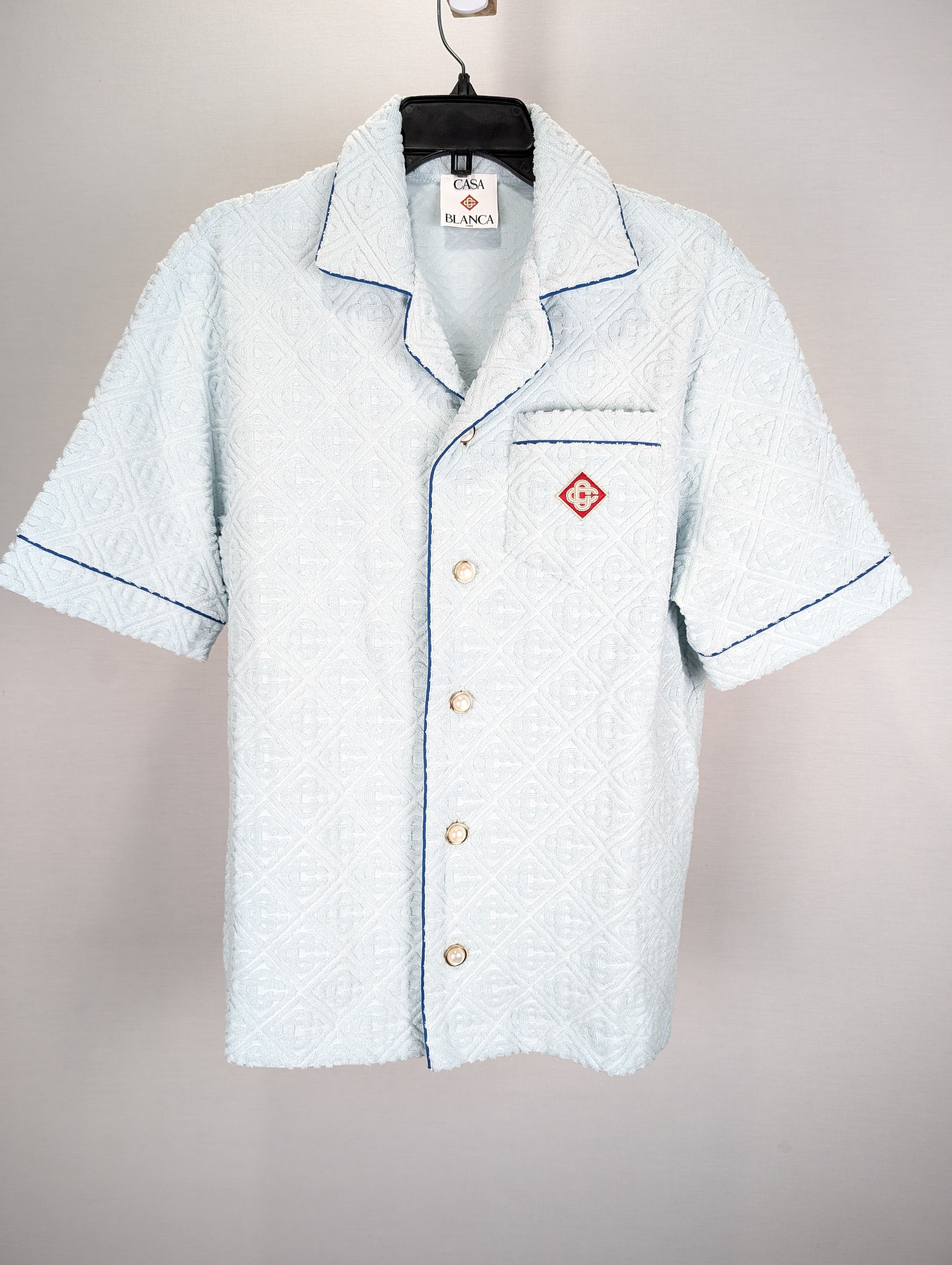 Casablanca o1rshd1 DUP / Towelling Monogram Collar Shirt in Light Blue Size US M / EU 48-50 / 2 - 2 Thumbnail