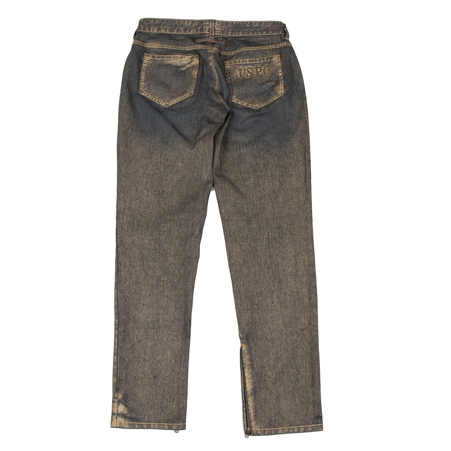 Jean Paul Gaultier Gold Paint Studded Zip Hem Denim in Indigo Gold 30 Size US 30 / EU 46 - 11 Thumbnail