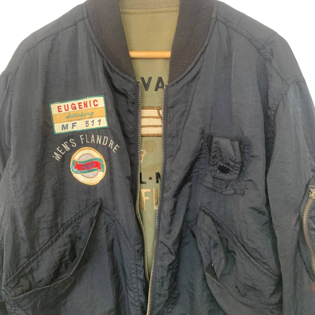Vintage Vintage Reversible Flandre Sweater Flight Army Bomber Jacket Size US M / EU 48-50 / 2 - 4 Thumbnail