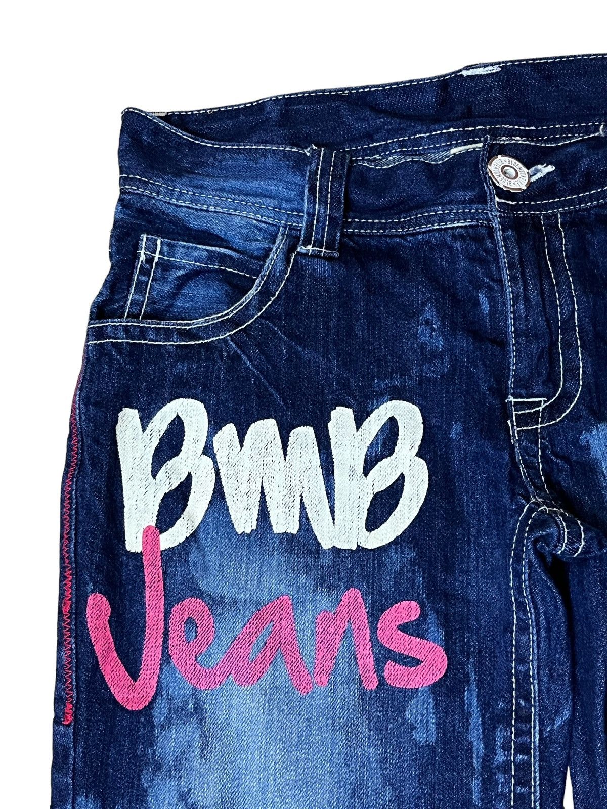Japanese Brand SICK🔥JAPANESE BMB BLUE MOON BLUE STRAIGHT LEG PAINTED JEANS Size US 32 / EU 48 - 5 Thumbnail
