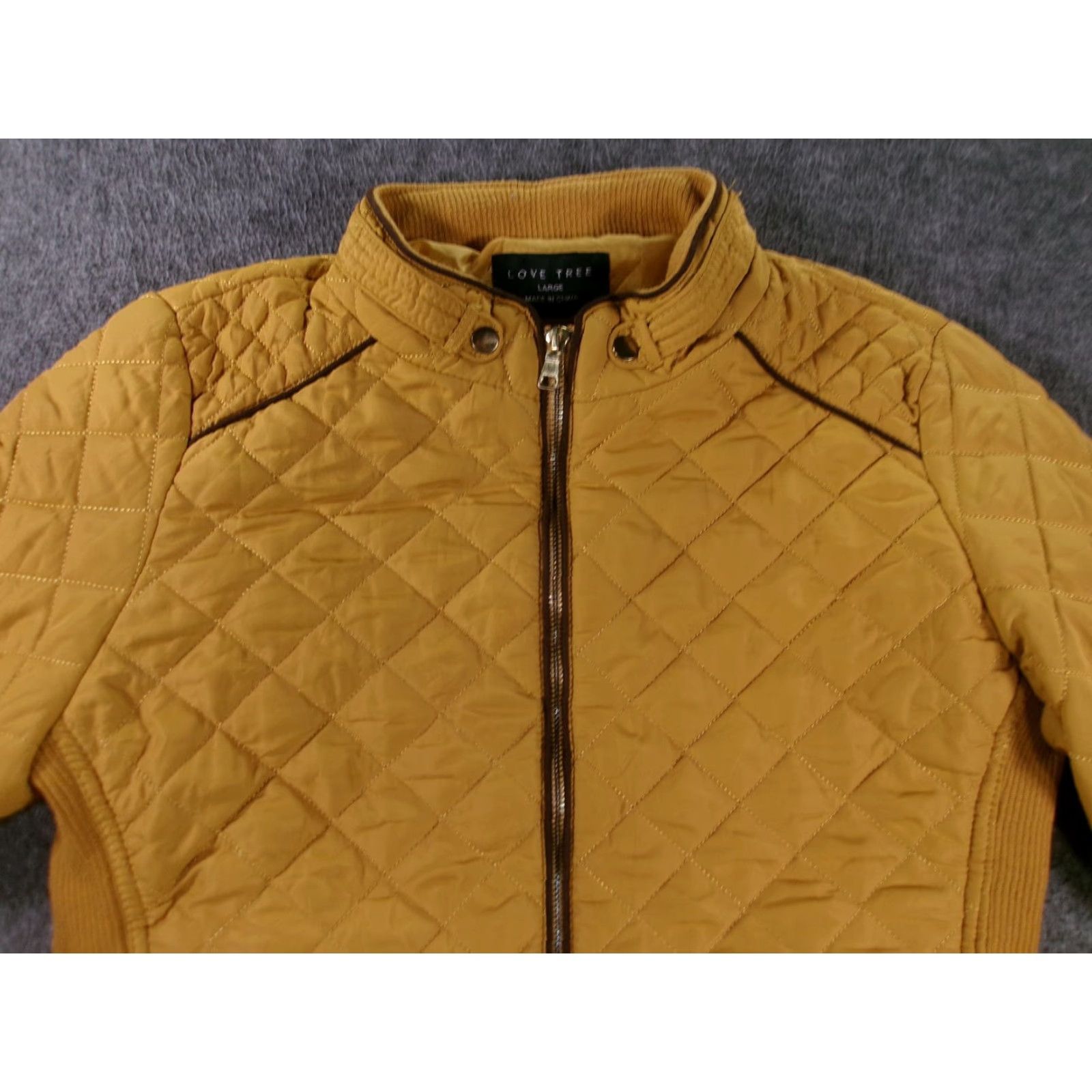 Vintage VINTAGE Love Tree Jacket Womens L Quilted Zip Front Stand Collar Mustard Padded Casual Size L / US 10 / IT 46 - 2 Thumbnail