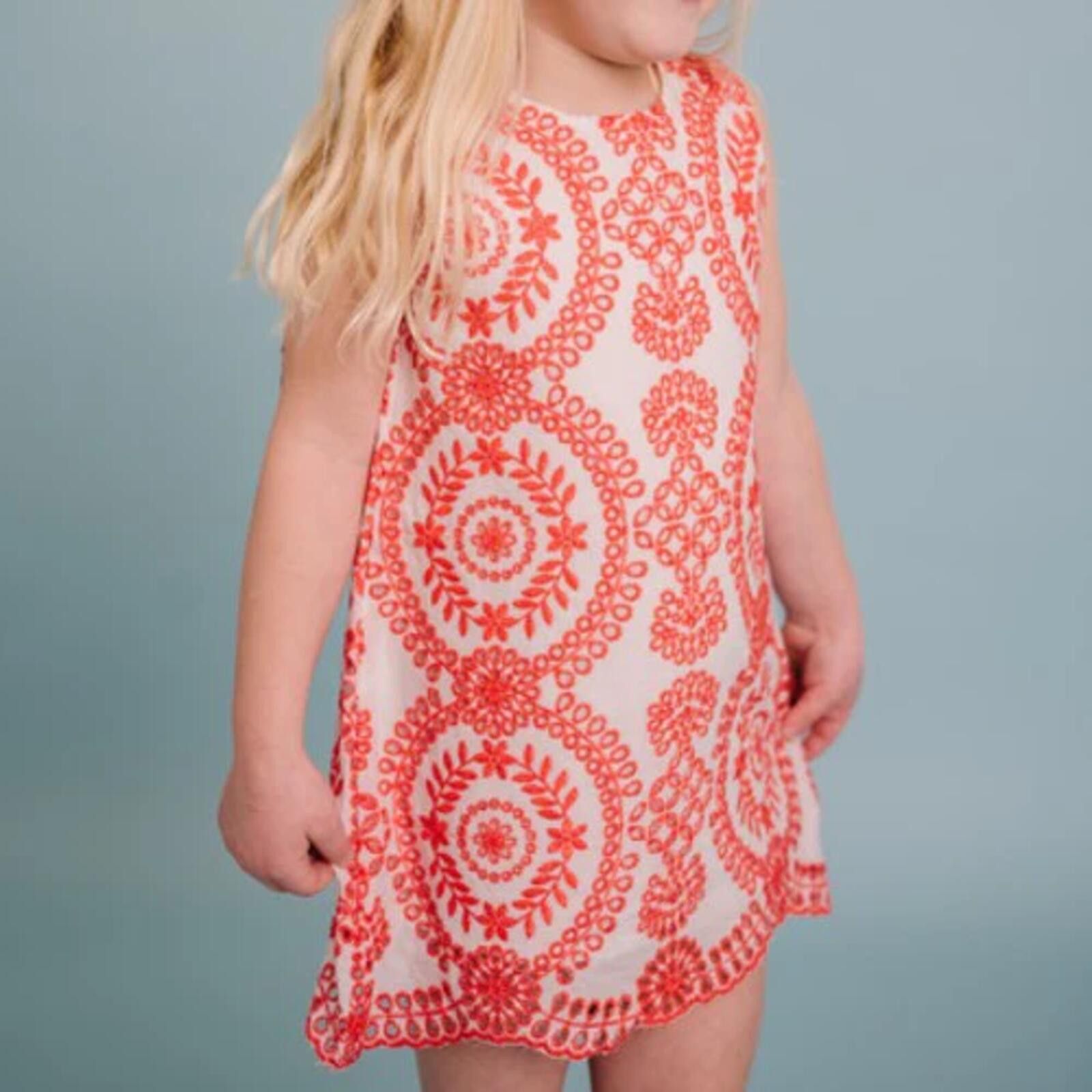 Other Doe a Dear Coral Poppy Embroidered Dress 5Y Size ONE SIZE - 2 Thumbnail