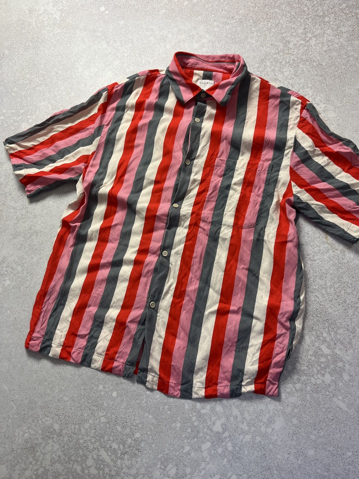 Sandro DDP Sandro Viscose Shirt Striped Luxury Summer Size L Size US L / EU 52-54 / 3 - 3 Thumbnail