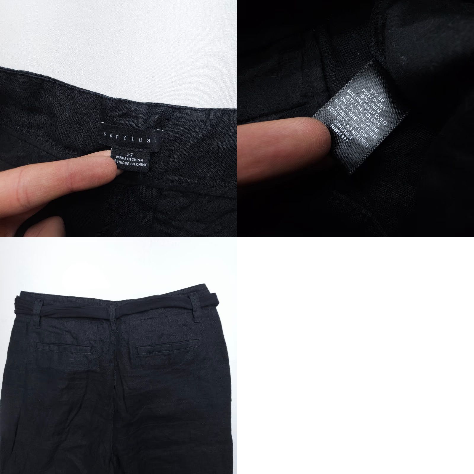 Sanctuary Sanctuary Pants Women 27 Black Linen Wide Leg High Rise Casual Size 27" / US 4 / IT 40 - 8 Thumbnail