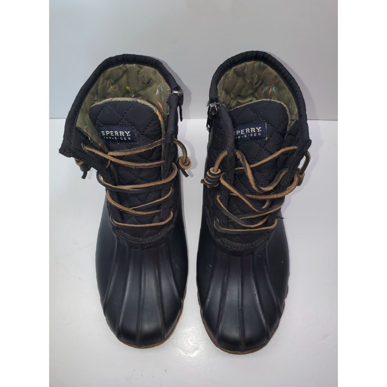 Sperry VINTAGE Sperrys Topsider Womens Boots Waterproof Rubber Lined Quilted Zipper Black Sz 6 Womens Mens? Size US 6 / IT 36 - 4 Thumbnail