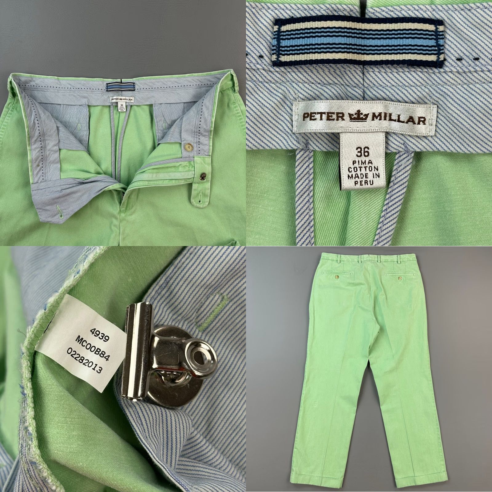 Peter Millar Peter Millar Pants Mens 36x30 Green Pima Washed Twill Flat Front Chino Casual Size US 36 / EU 52 - 8 Thumbnail