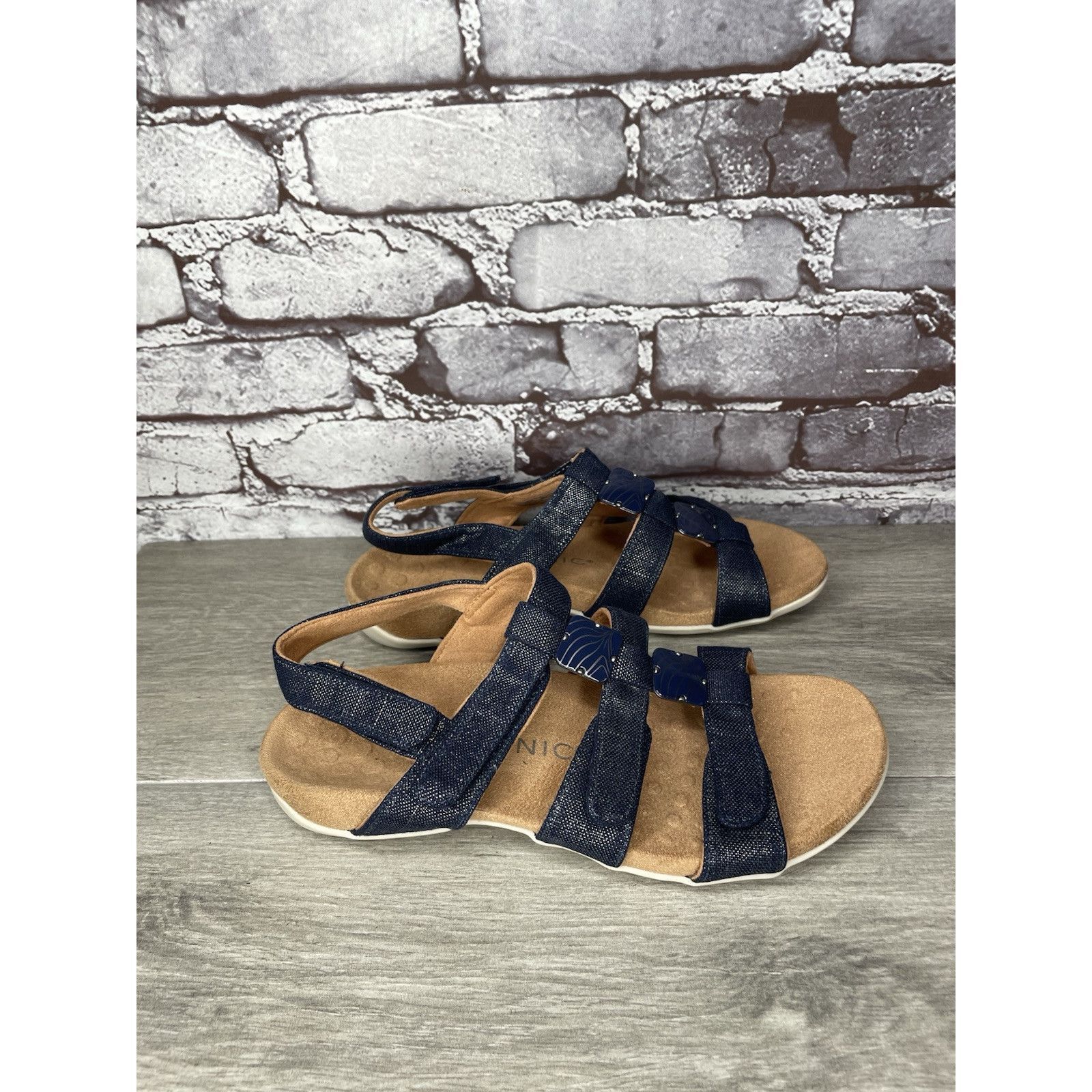 Etonic Vionic Amber Navy Blue Synthetic Adjustable Strappy Sandals Size US 7 / IT 37 - 3 Thumbnail