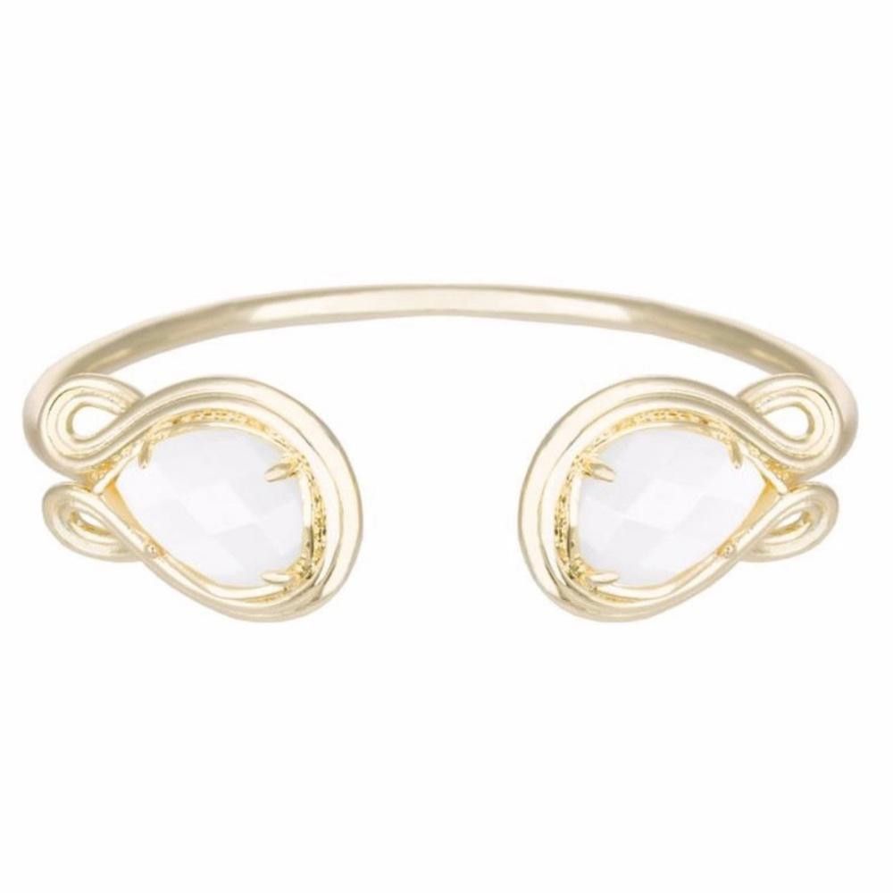 Designer Kendra Scott Andy Bracelet Ivory Mother of Pearl Gold Cuff Size ONE SIZE - 1 Thumbnail