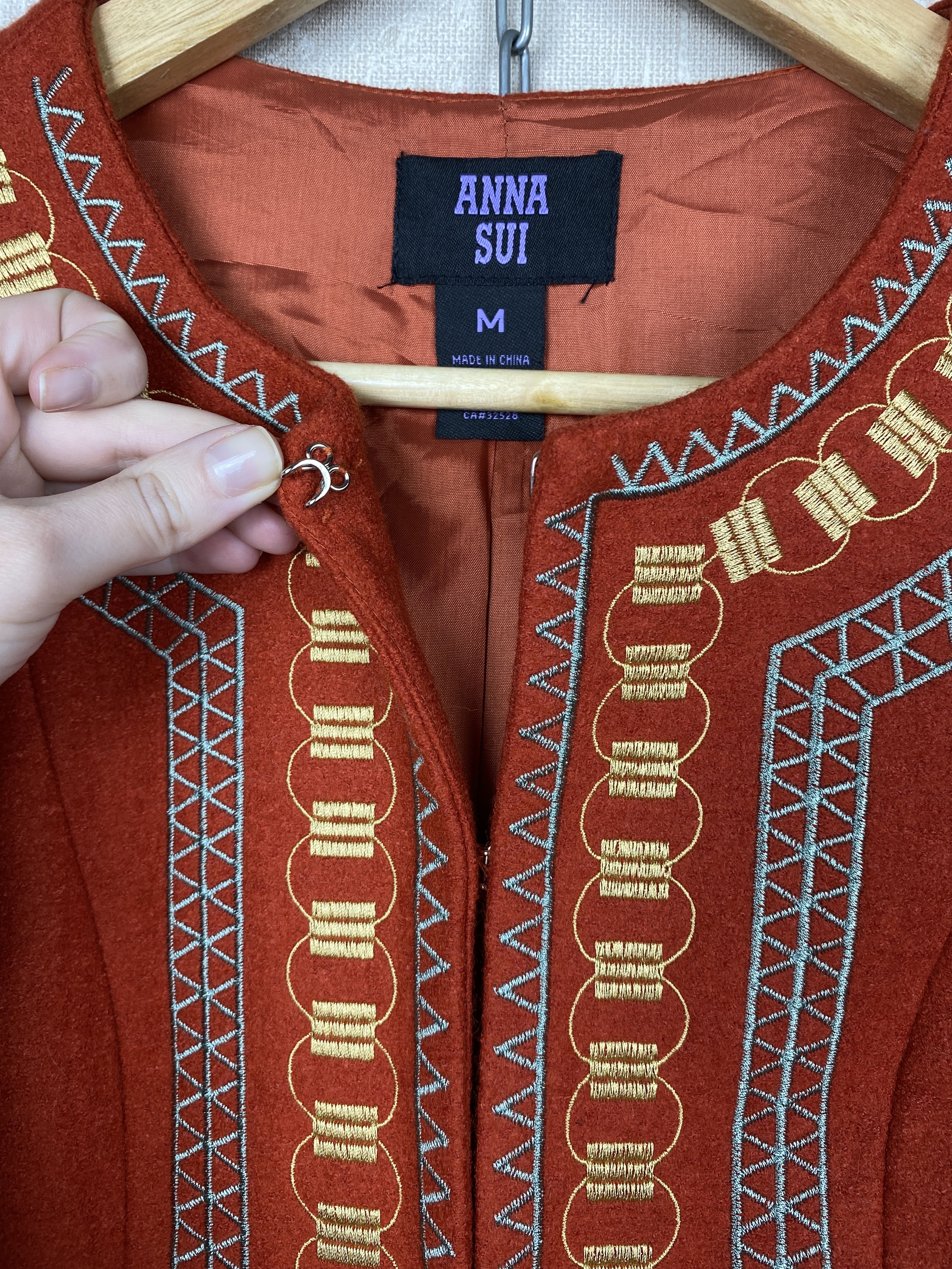 Anna Sui Anna Sui Wool Orange Bohemian Embroidered Details Coat Size M / US 6-8 / IT 42-44 - 9 Thumbnail