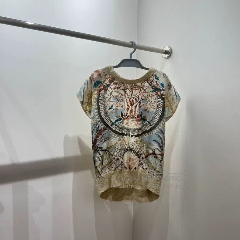 Hermes Hermes Plant pattern backless silk short-sleeved Size XS / US 0-2 / IT 36-38 - 1 Thumbnail