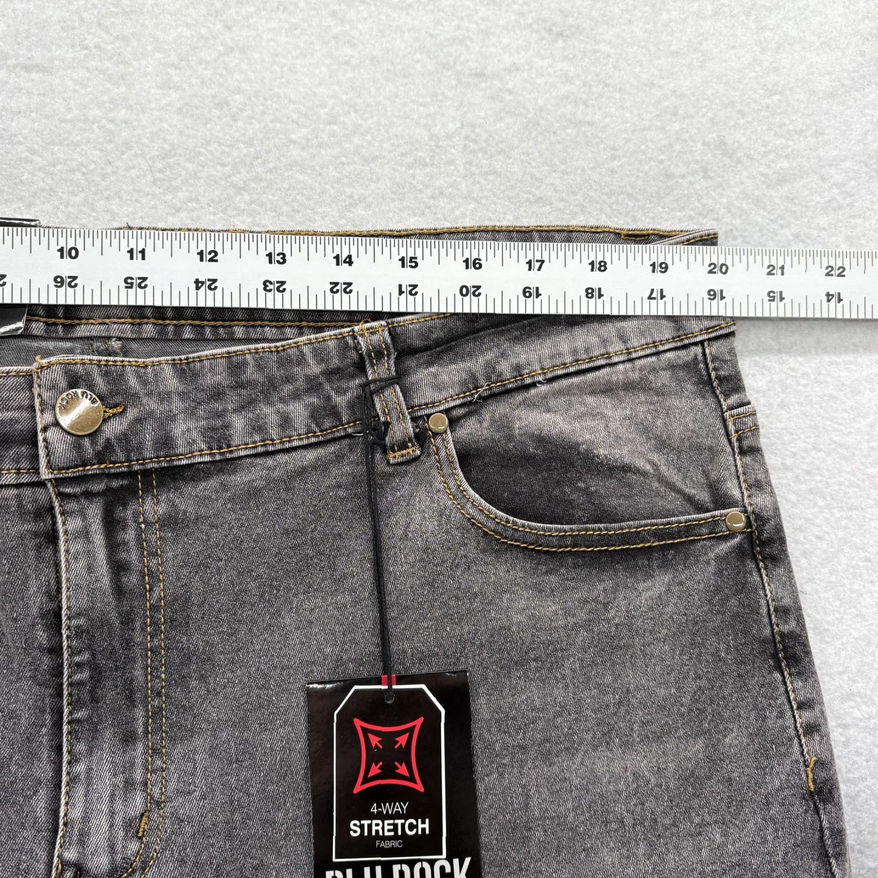 Denime Blu Rock Jeans Mens 40x31 Gray Medium Wash Slim Tapered Stretch Denim NWT Size US 40 / EU 56 - 7 Thumbnail