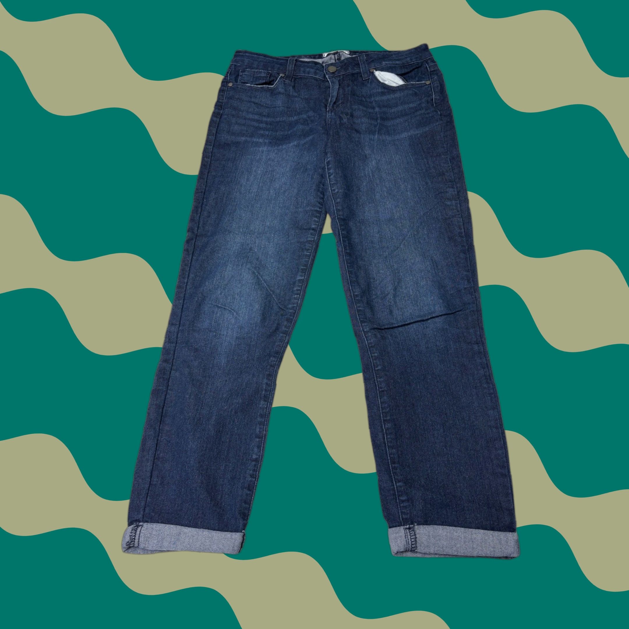 Paige Paige Kylie Crop Jeans Tonal Duncan Dark Wash Straight Leg 29X26 WJ629 DNM184 Womens Denim Size 29" - 1 Thumbnail