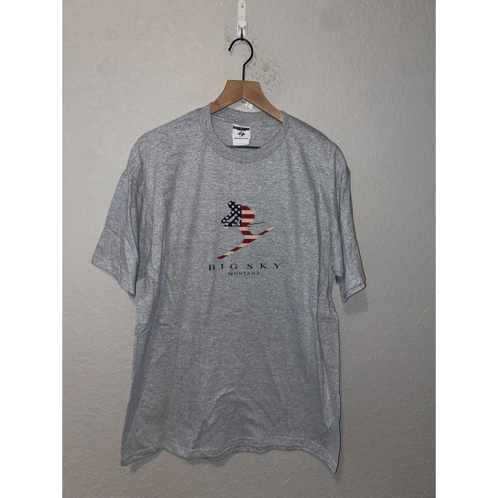 Jerzees Vintage Big Sky Shirt USA Ski Star Skier Gray Tee 90s Large Size US L / EU 52-54 / 3 - 1 Thumbnail