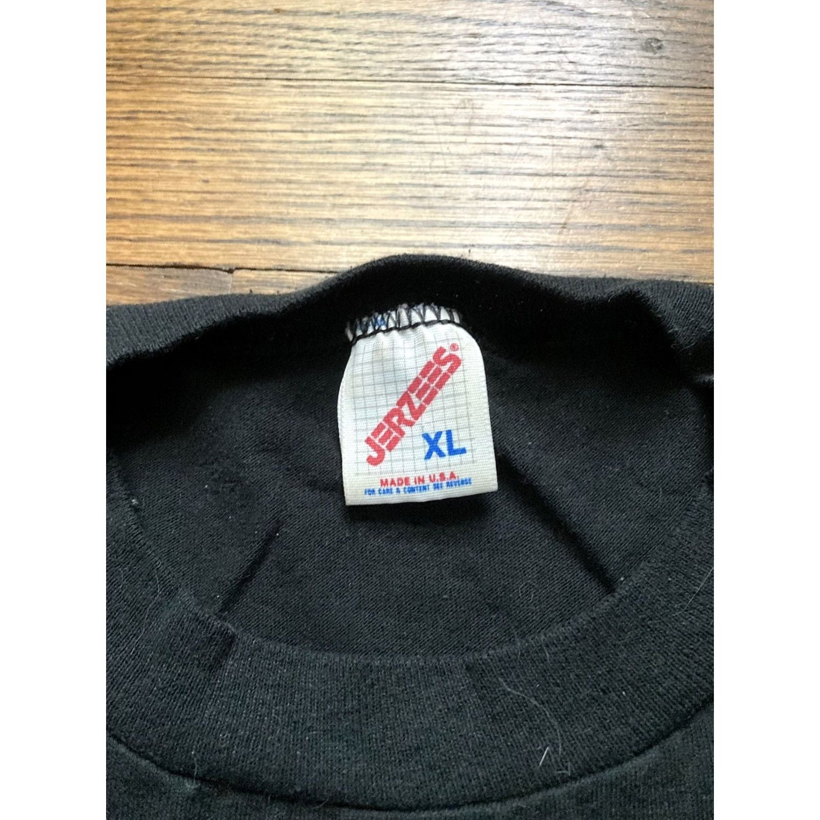 Jerzees VINTAGE 90s Jerzees Shirt Crew Neck Short Sleeve Black XL Men USA Made JERZEES Quote Over The Hill Certificate Size US L / EU 52-54 / 3 - 3 Thumbnail