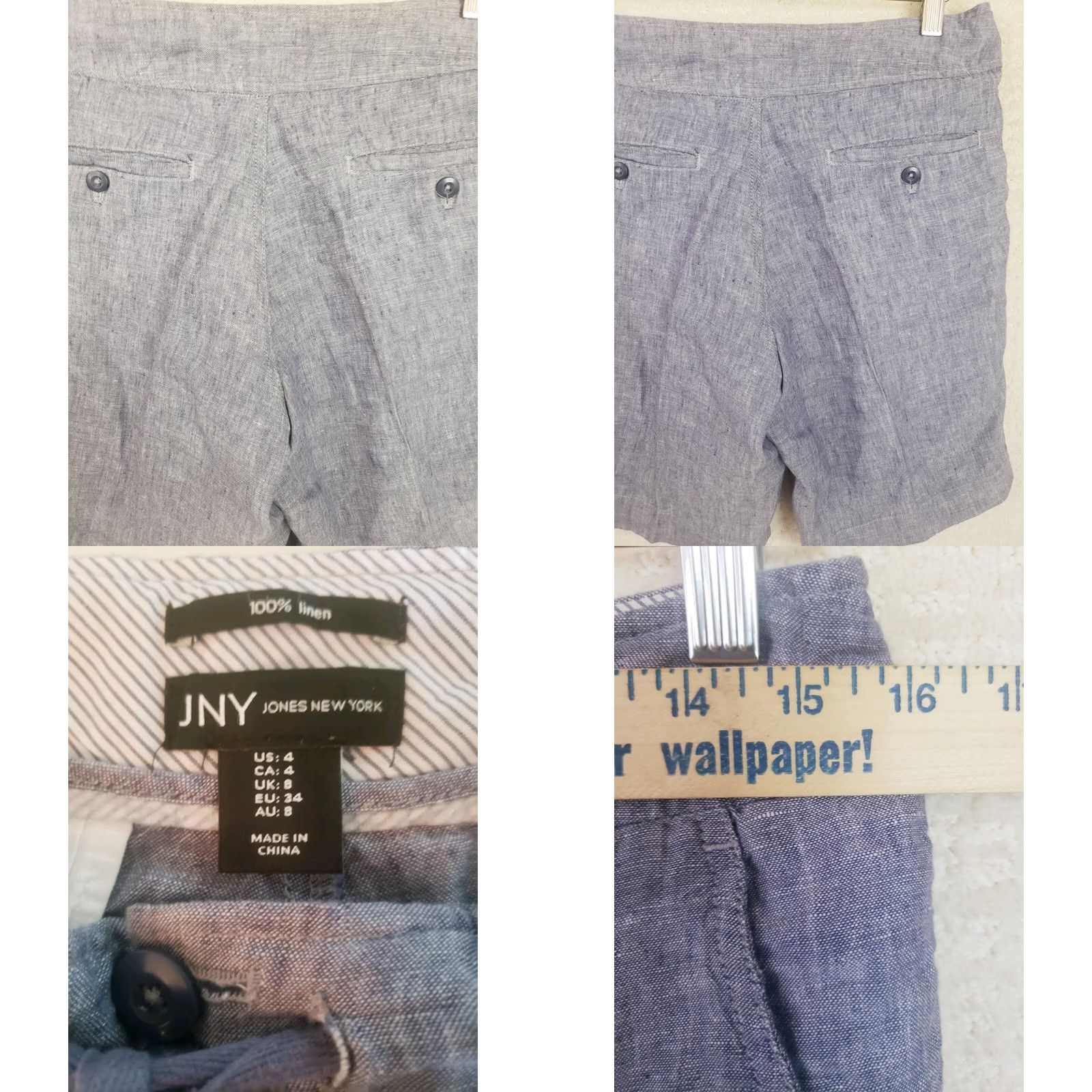 Jones New York Jones New York 100% Linen Coastal Chambray Shorts Womens Sz 4 Blue Drawstring 9" Bermuda Relaxed 4-pocket Size 27" / US 4 / IT 40 - 8 Thumbnail