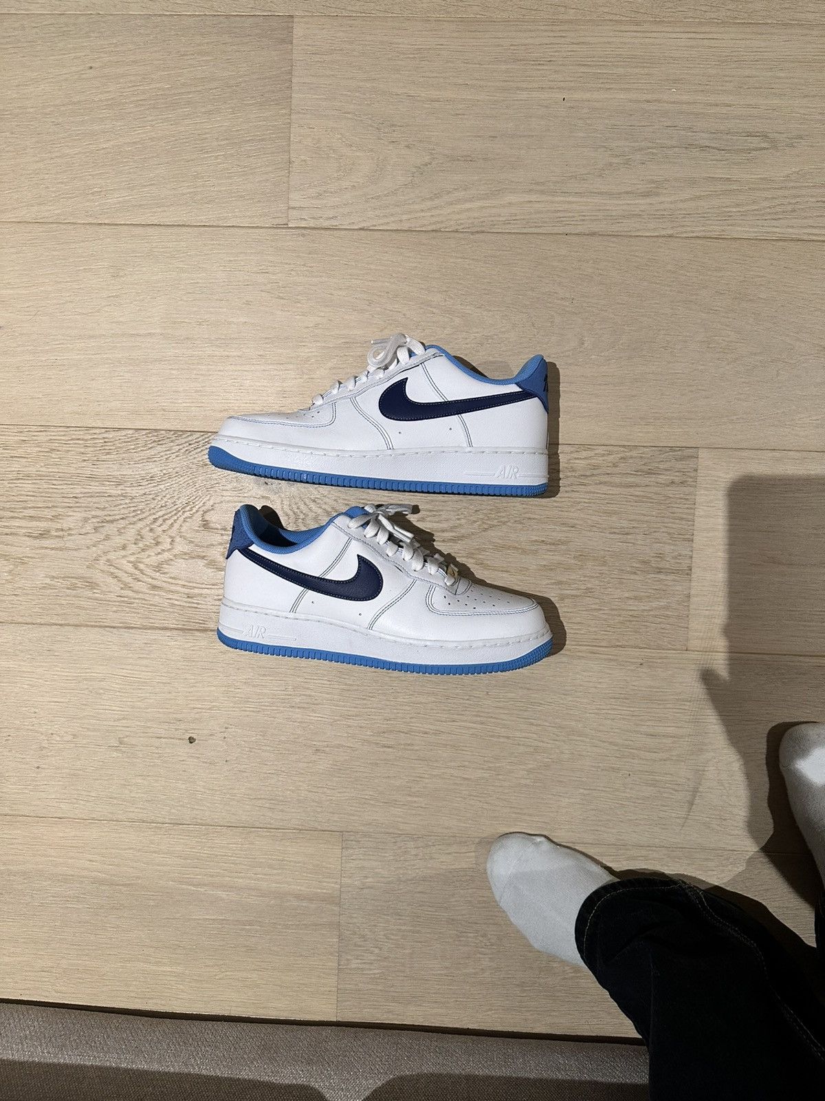 image of Nike Air Force 1 Retro White And Blue (Eu Exclusive) Shoes, Men's (Size 10)