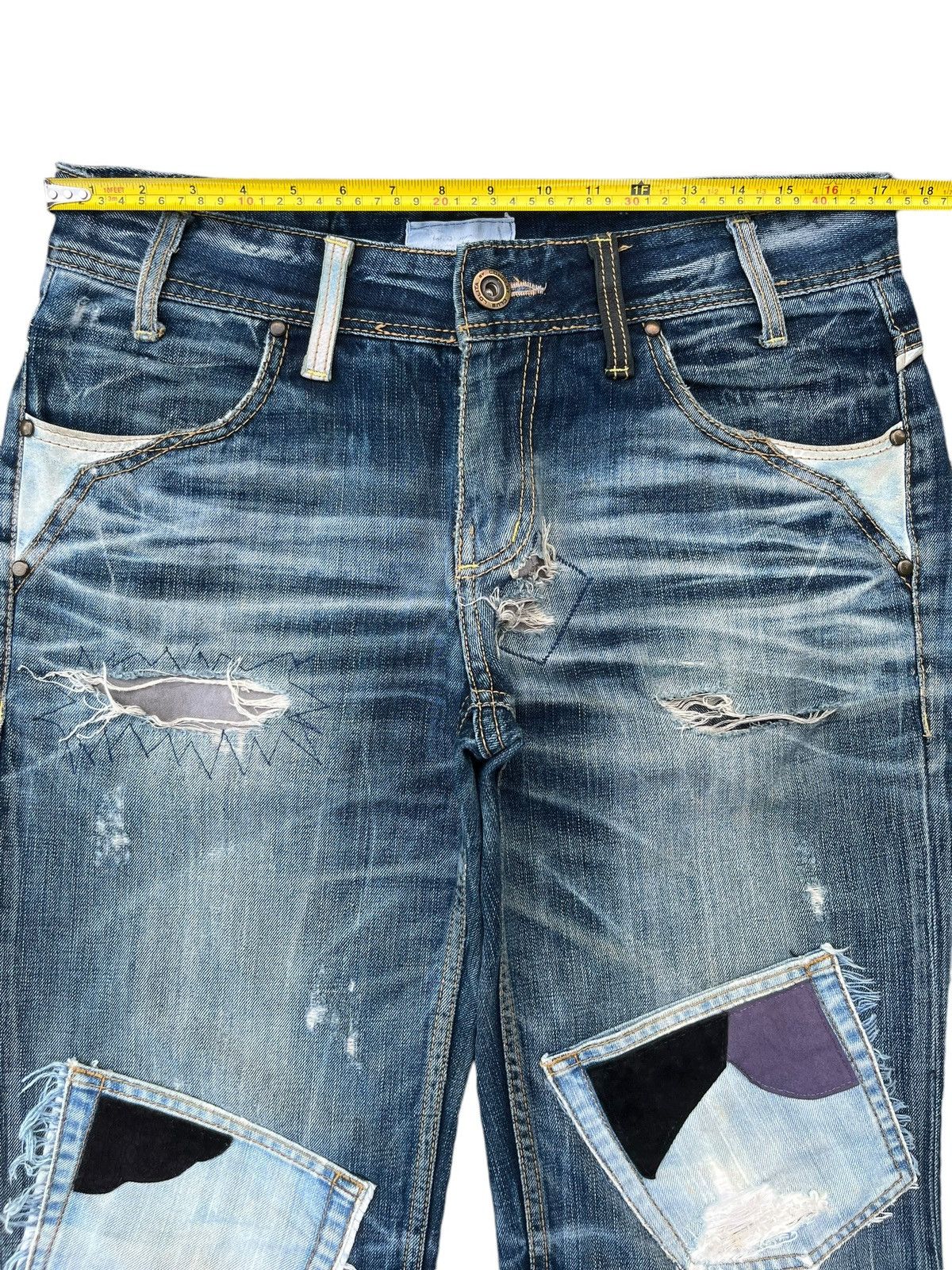 Beauty Beast Vintage Kapital Style Sashiko Boro Trashed Distressed Jeans Size US 34 / EU 50 - 16 Thumbnail