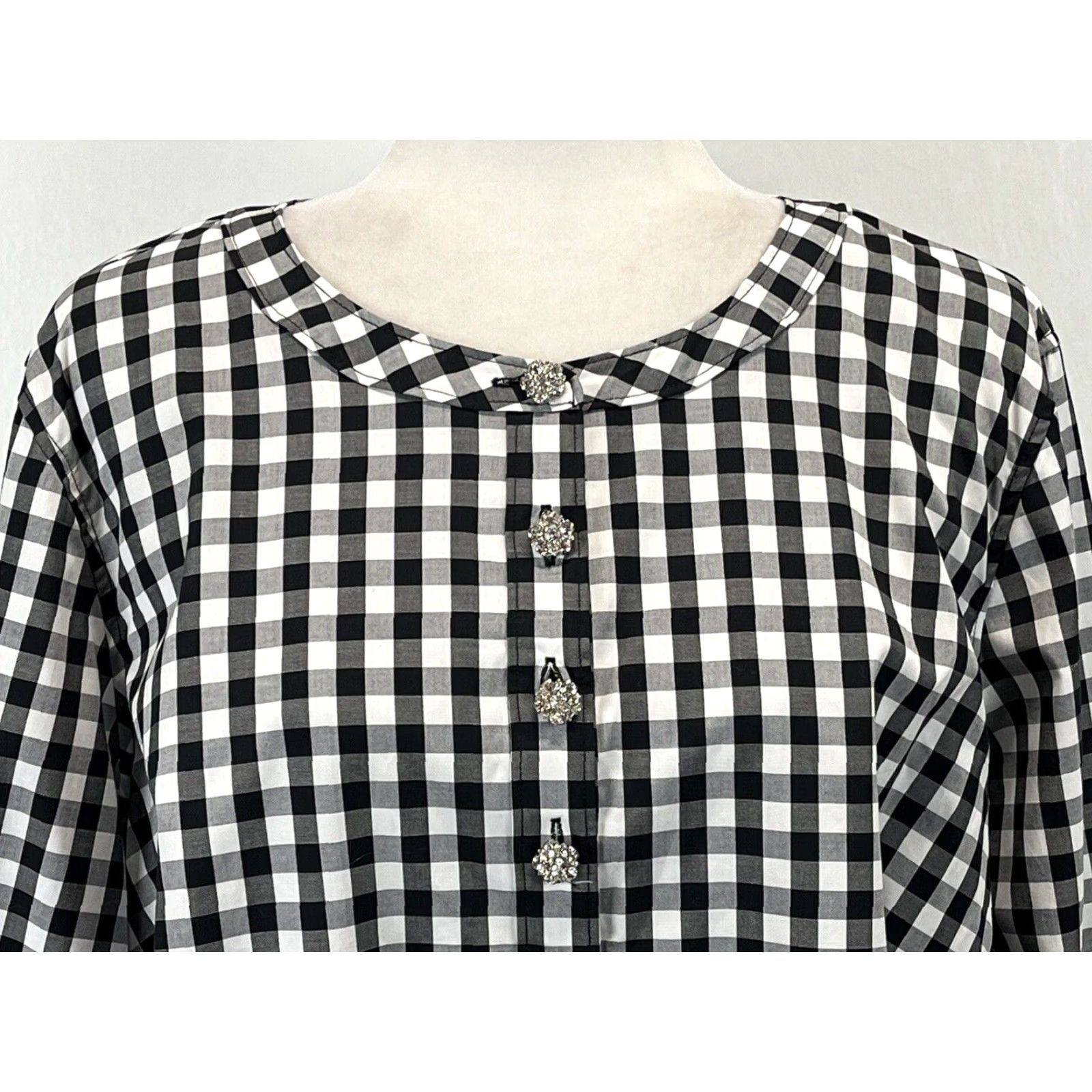 Talbots NEW Talbots Plus Size 2X Gingham Tunic Shirt Blouse Long Sleeve Black White Womens Size XXL / US 16-18 / IT 52-54 - 5 Thumbnail