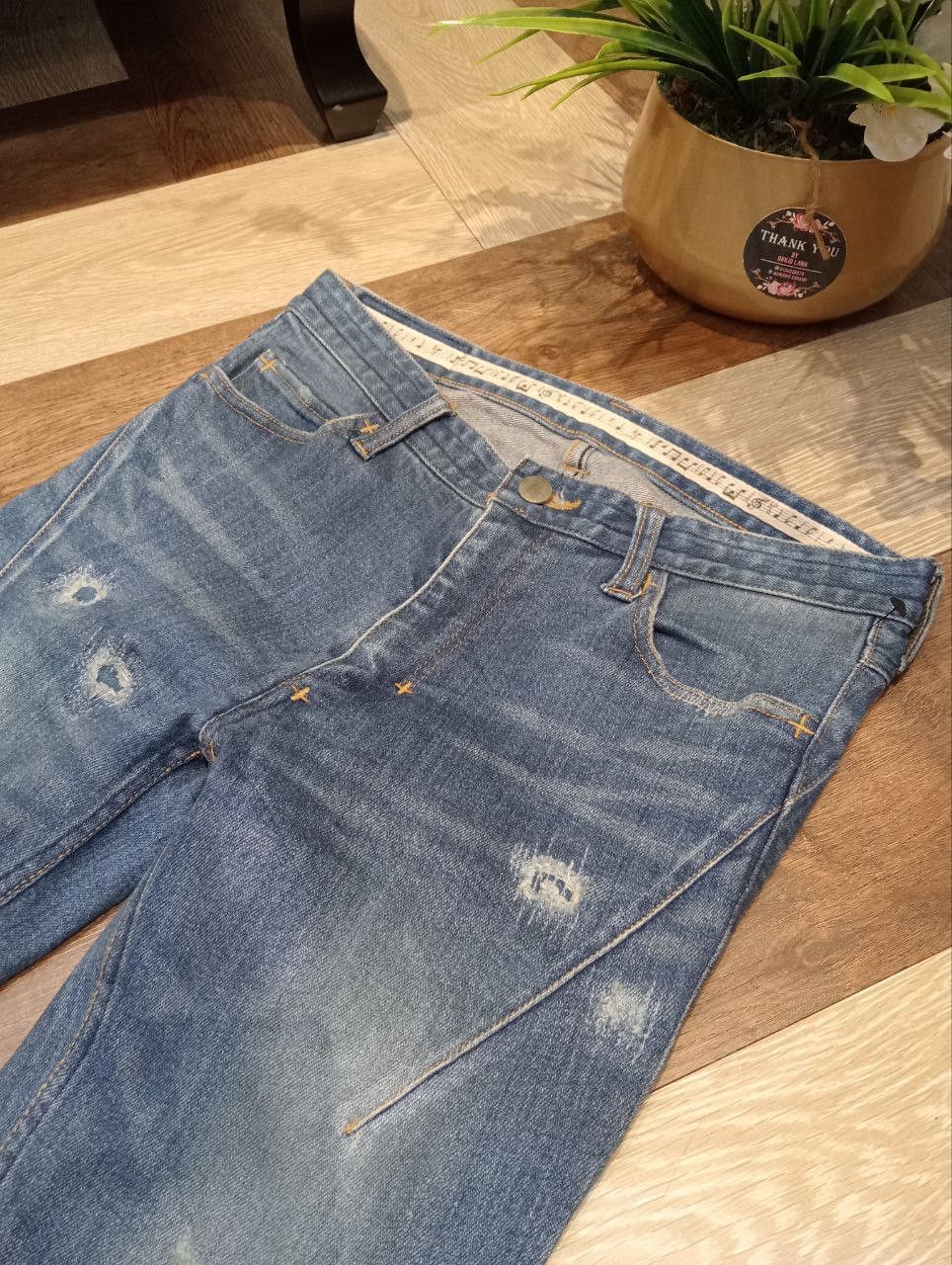 Number (N)ine NUMBER NINE X STUDIOUS BLUE DISTRESSED SKINNY STRETCH JEANS Size US 29 - 5 Thumbnail