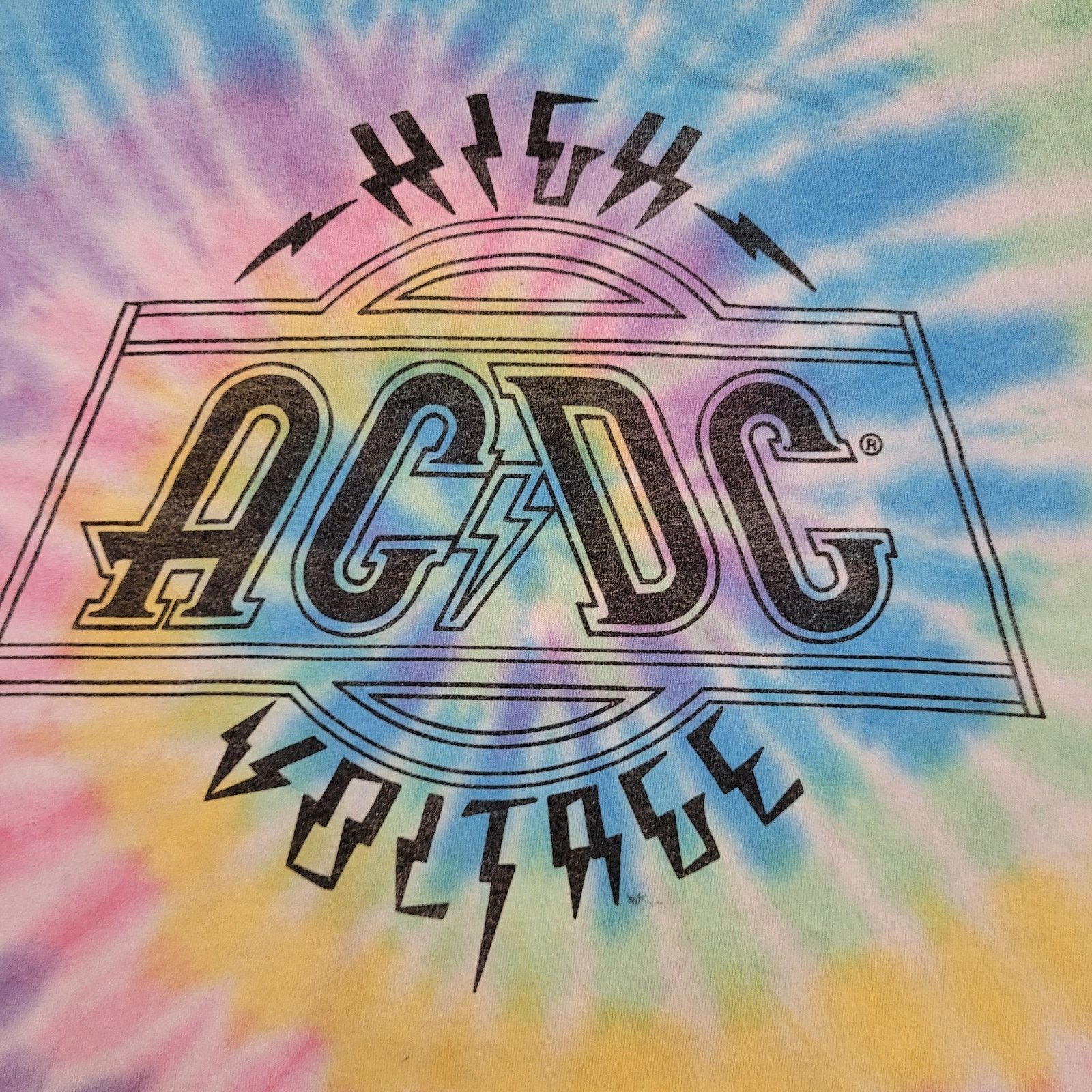 Other AC/DC High Voltage Pastel Tie-Dye Cropped T-Shirt Womens S/M Size M / US 6-8 / IT 42-44 - 3 Thumbnail