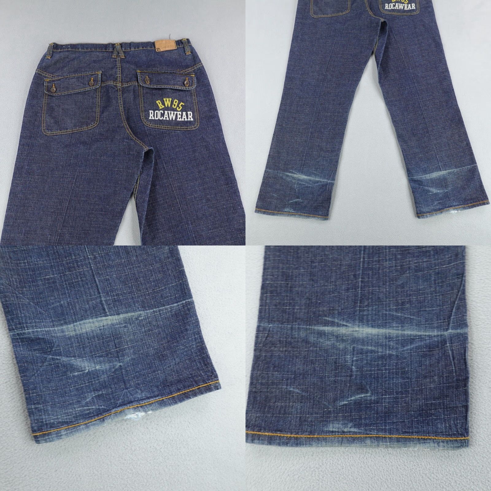 Rocawear VINTAGE Rocawear Jeans Mens 40x34 Blue Denim Embroidered Baggy Hip Hop Y2K 40x34 Relaxed Straight Denim Jeans Mens Blue Rocawear Size US 40 / EU 56 - 8 Thumbnail