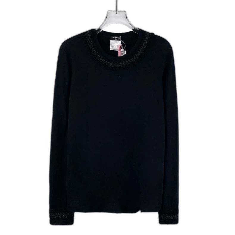 Chanel Chanel Black Knit Long Sleeve Pullover Sweater Size US M / EU 48-50 / 2 - 1 Thumbnail