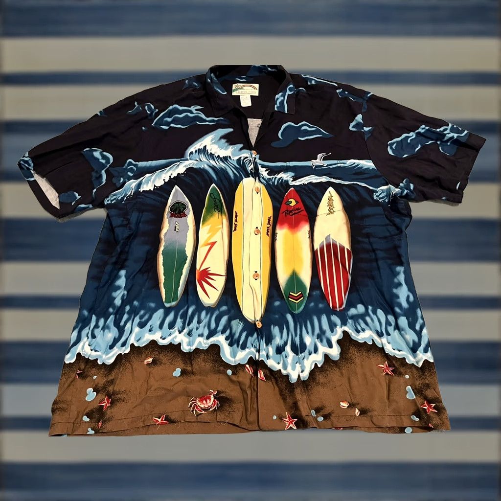 Paradise Found Paradise Found Hawaiian Shirt Surfing Mens 2XL Beach Short Sleeve Button-Up Multicolor Rayon Size US XXL / EU 58 / 5 - 1 Thumbnail