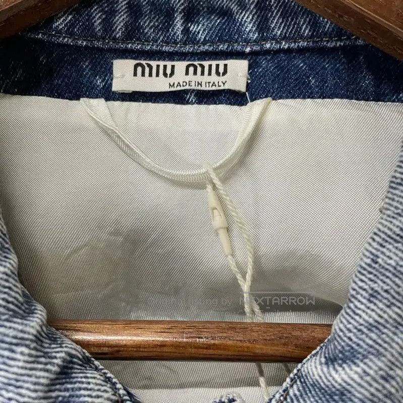 Miu Miu Miu Miu Blue Cotton Cropped Jacket . Size L / US 10 / IT 46 - 3 Thumbnail