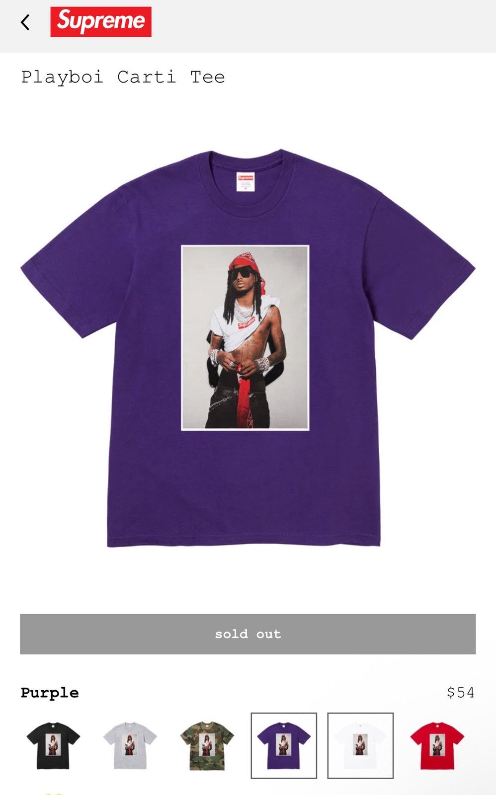 Supreme Supreme Playboi Carti Photo Tee Size US M / EU 48-50 / 2 - 3 Thumbnail