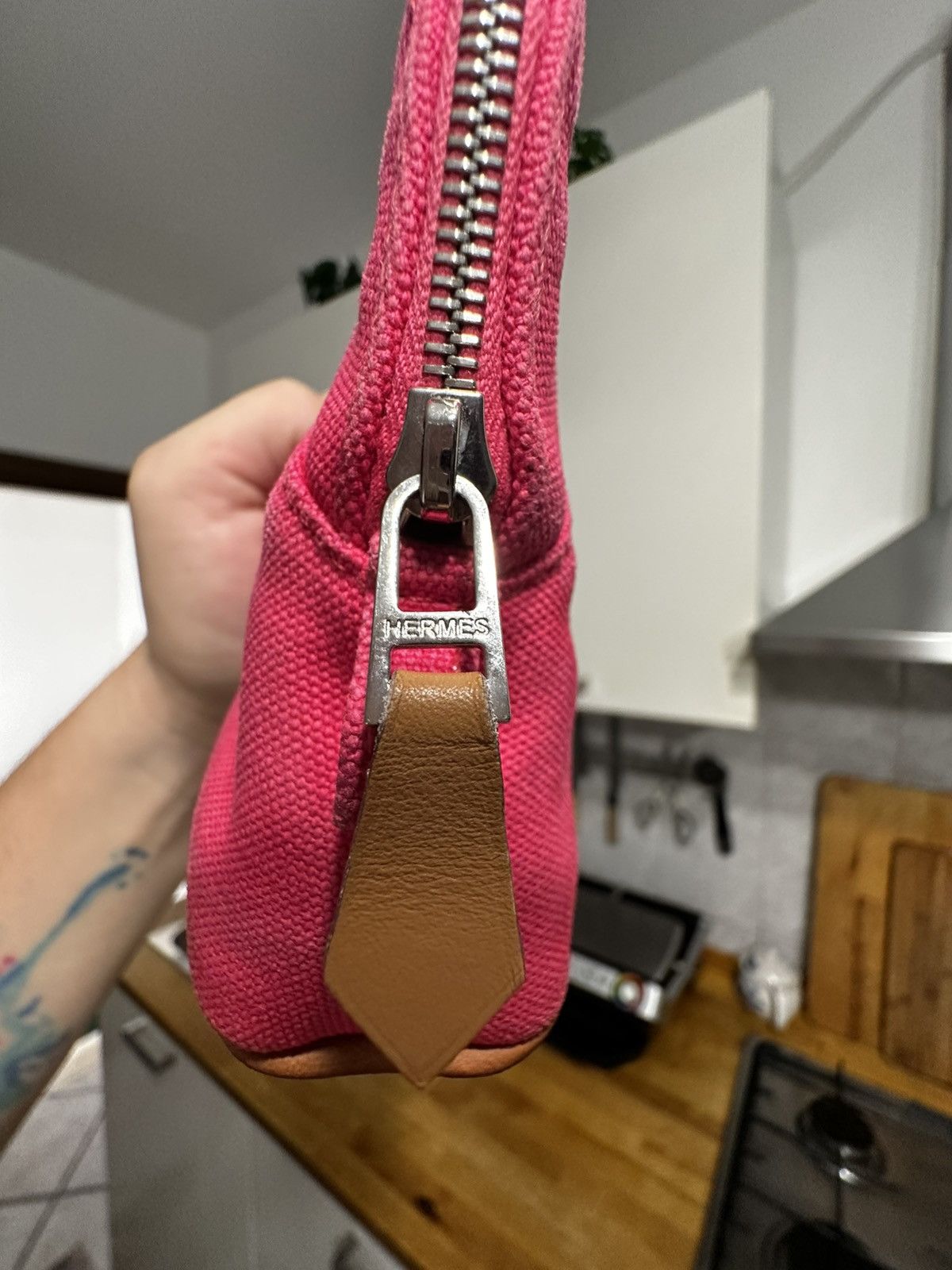 Hermes Hermès Paris Pochette in Tela Rosa con Dettagli in Pelle Size ONE SIZE - 3 Thumbnail