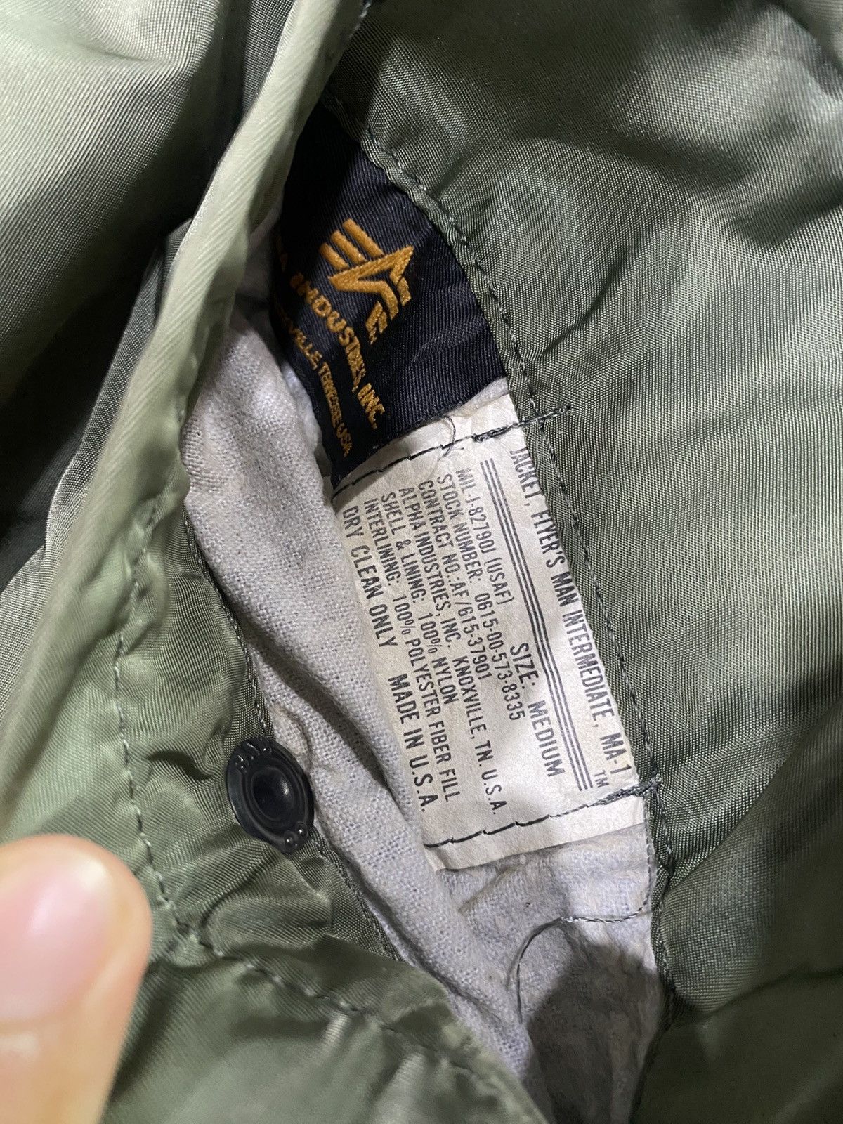 Alpha Industries Vintage 90s Alpha Industries Ma-1 Bomber Jacket Olive Green Size US M / EU 48-50 / 2 - 12 Thumbnail