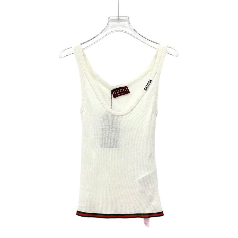 Gucci gucci cream logo knit sleeveless top-dmc Size US XXS / EU 40 - 1 Thumbnail