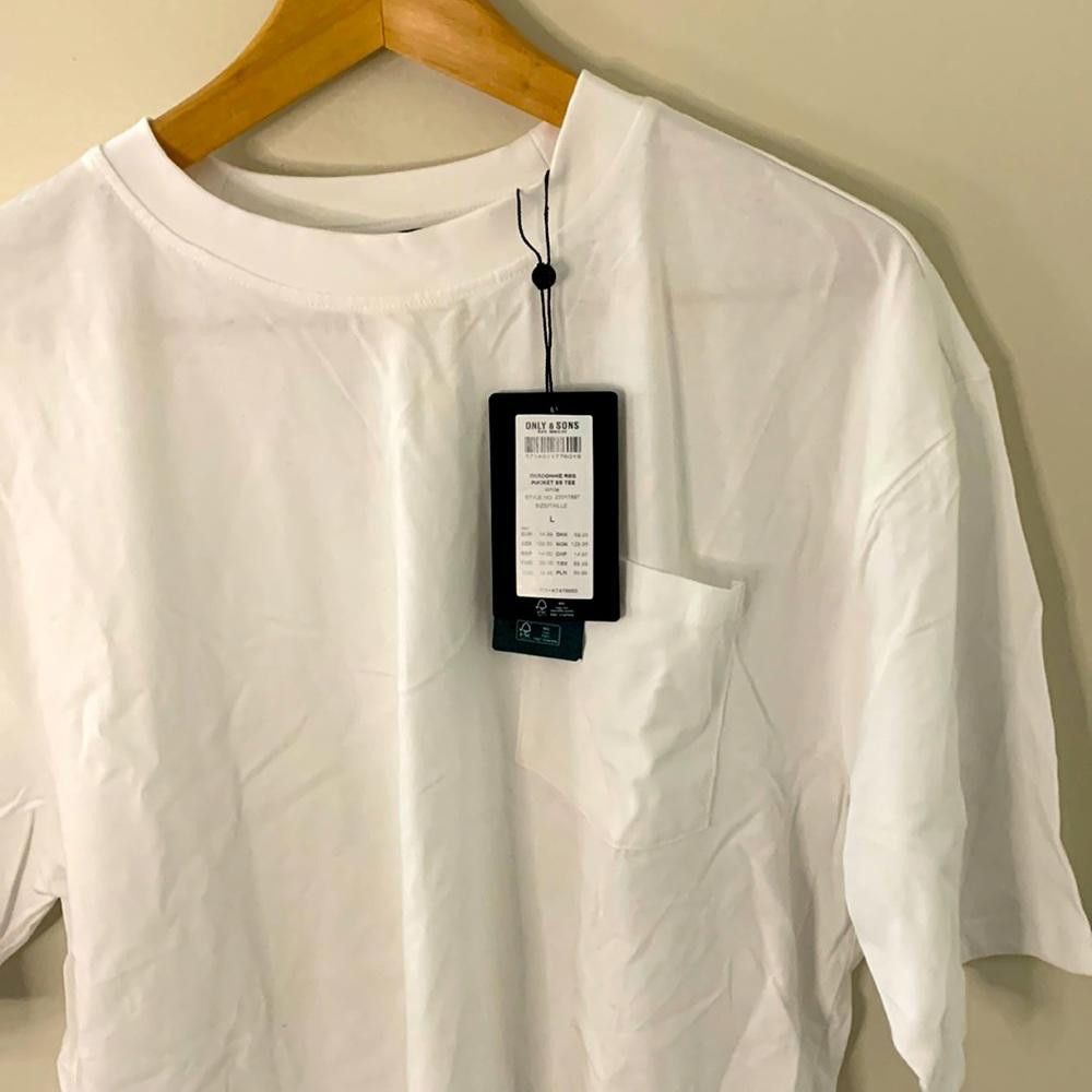 ONLY & SONS SS crew Pocket Tee - ONLY & SONS - NWT - Large - white Size US L / EU 52-54 / 3 - 1 Thumbnail