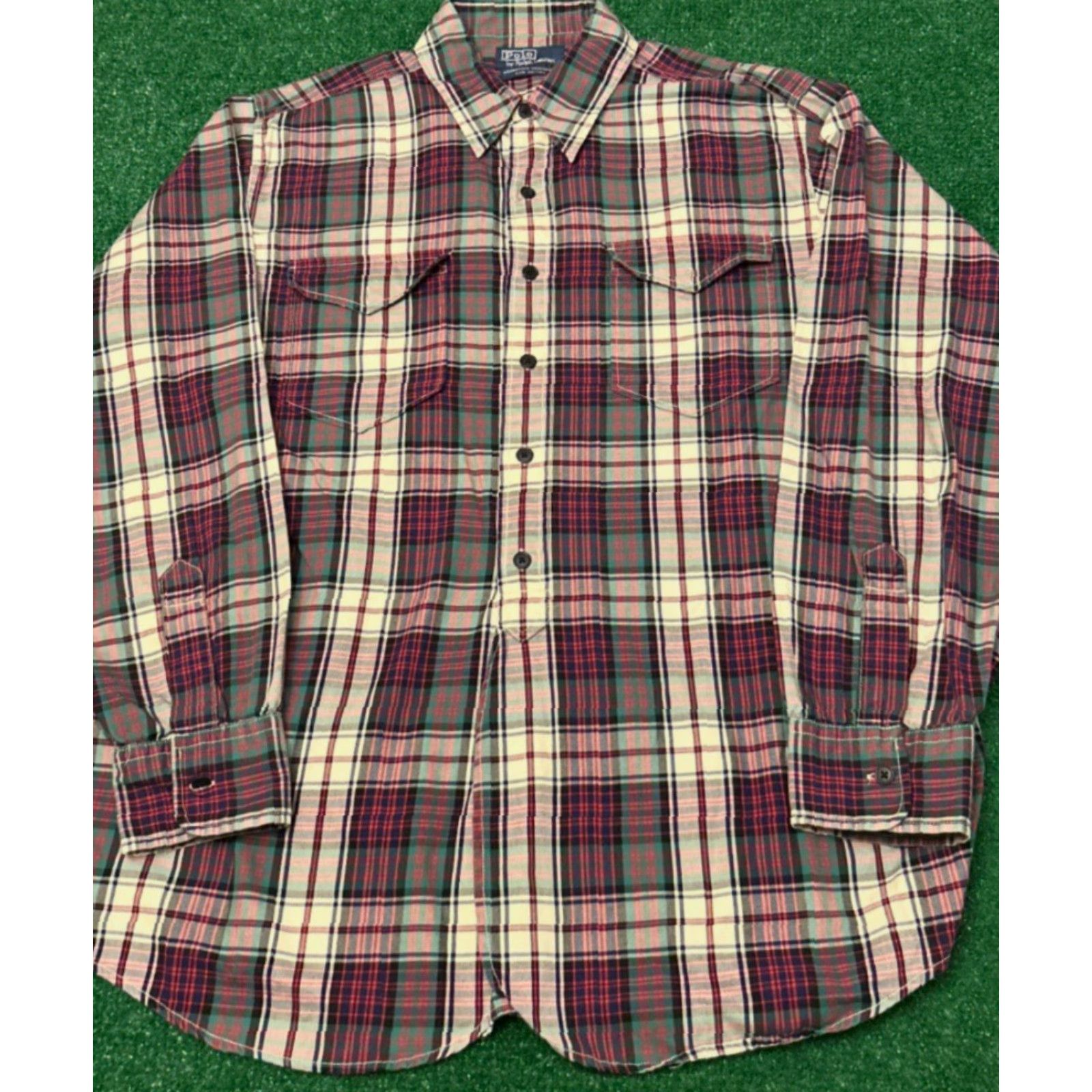 Polo Ralph Lauren VINTAGE Polo Ralph Lauren Woodsman Workshirt Button Up Plaid Shirt Mens Large Red 90s Outdoors Classic USA Size US L / EU 52-54 / 3 - 2 Thumbnail