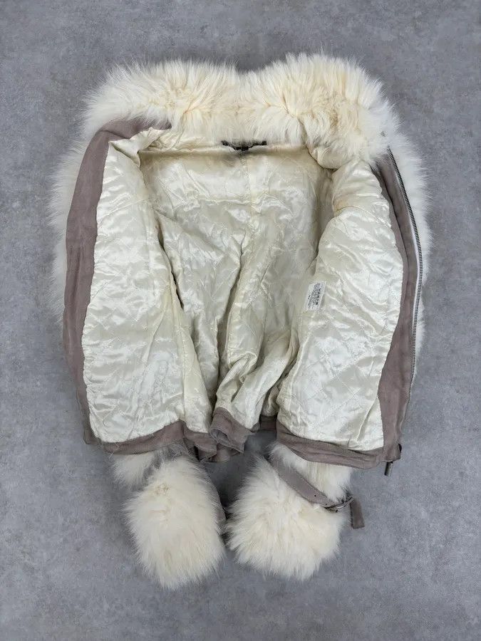 Roberto Cavalli AW2006 Cavalli White Fur Beige Leather Vest Size M / US 6-8 / IT 42-44 - 9 Thumbnail