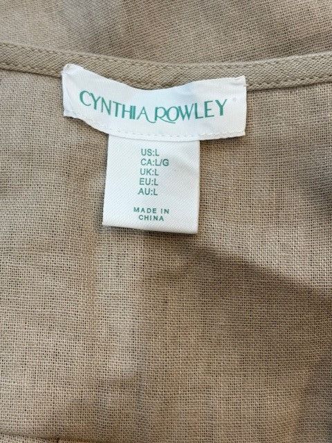 Cynthia Rowley Linen Mini Dress with ¾ Puff Balloon Sleeves in Beige Size L / US 10 / IT 46 - 8 Thumbnail