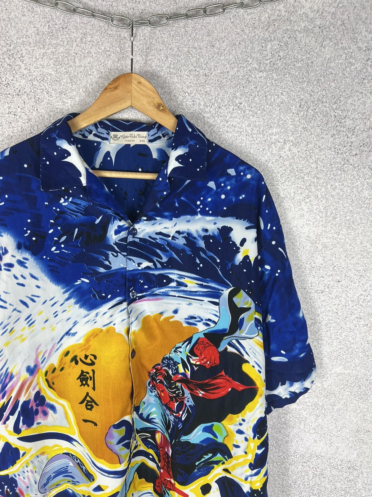 Japanese Brand Vintage Y2K Samurai Overprinted Hawaiian Crazy Shirt Size US XXL / EU 58 / 5 - 2 Thumbnail
