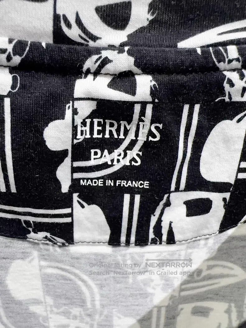 Hermes Hermes Black and White Geometric Print Short Sleeve Size XS / US 0-2 / IT 36-38 - 2 Thumbnail