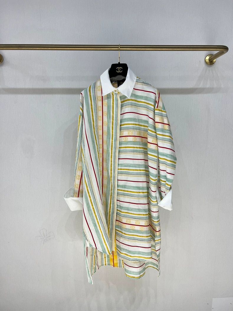 Loewe Loewe 24 Logo Print Linen Shirt Dress - dmc Size US 34 / EU 50 - 1 Thumbnail