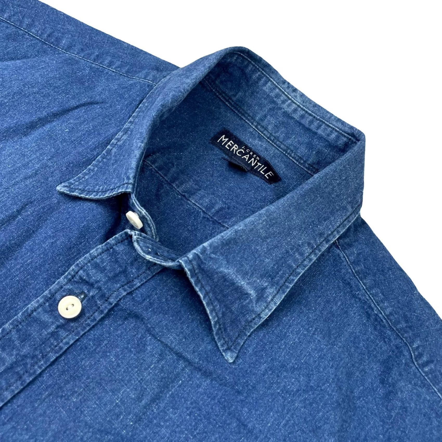 J.Crew J.CREW DENIM Button-Front Shirt Blue L 100% Cotton Short Sleeve Men’s Regular Mens Size US L / EU 52-54 / 3 - 2 Thumbnail