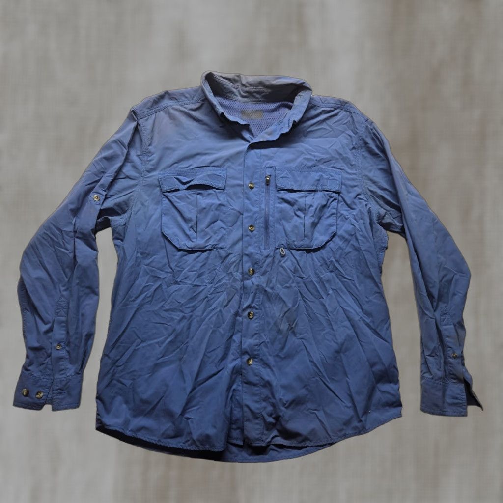 Vintage Sportswear Shirt Fishing Solid Blue Long Sleeve Button-Up Adult Men's XL Size US XL / EU 56 / 4 - 1 Thumbnail