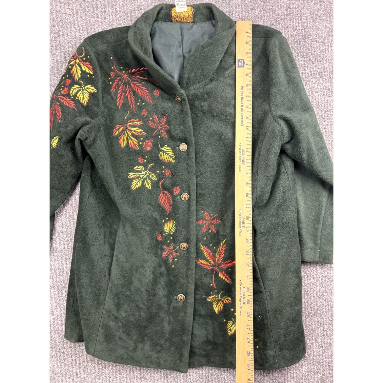 Bob Mackie VINTAGE Bob Mackie Wearable Art Jacket Womens L Green Embroidered Leaf Button Front Size L / US 10 / IT 46 - 4 Thumbnail