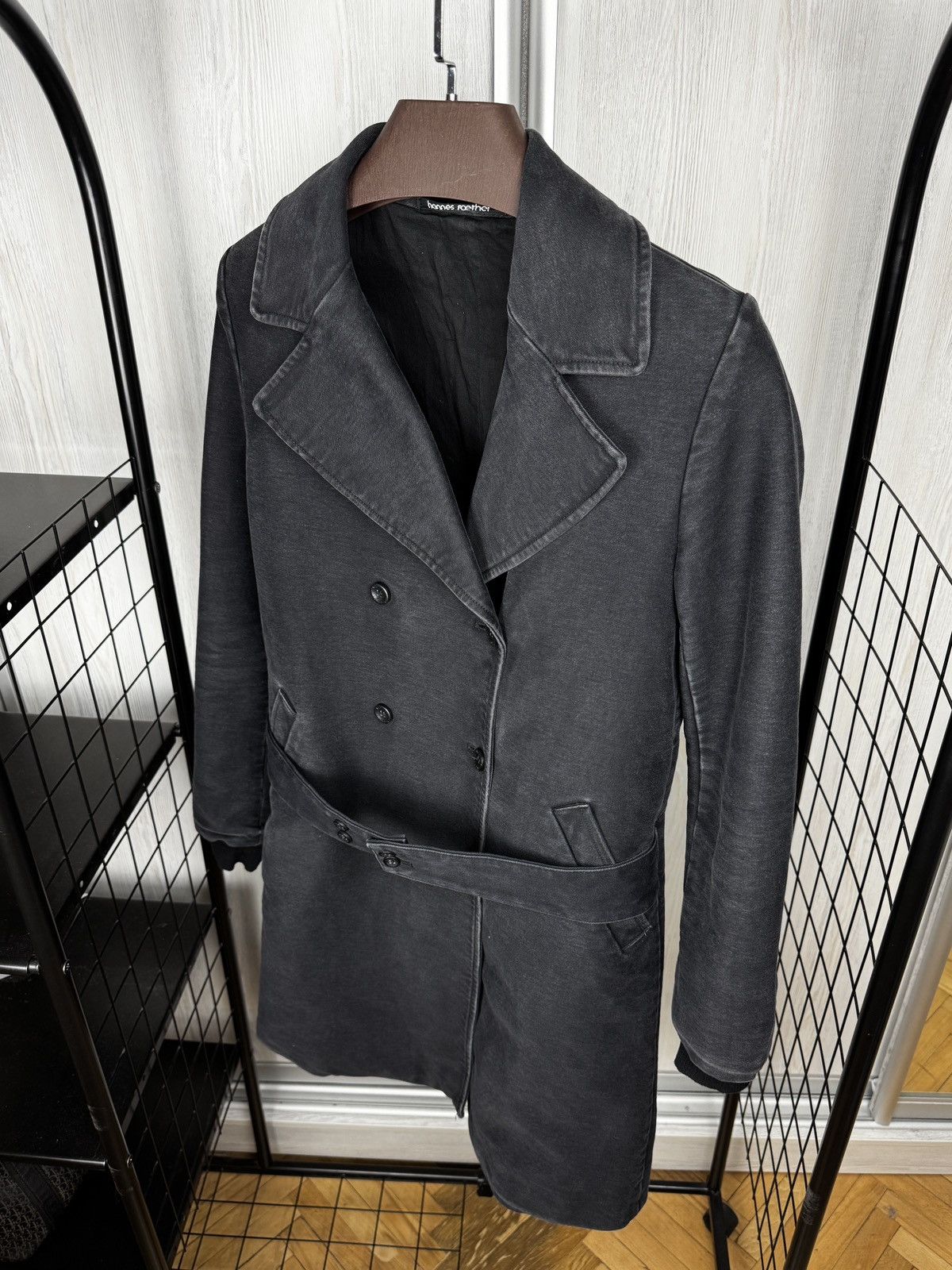 hannes roether hannes roether stone washed belted double-breasted coat sz S Size S / US 4 / IT 40 - 6 Thumbnail