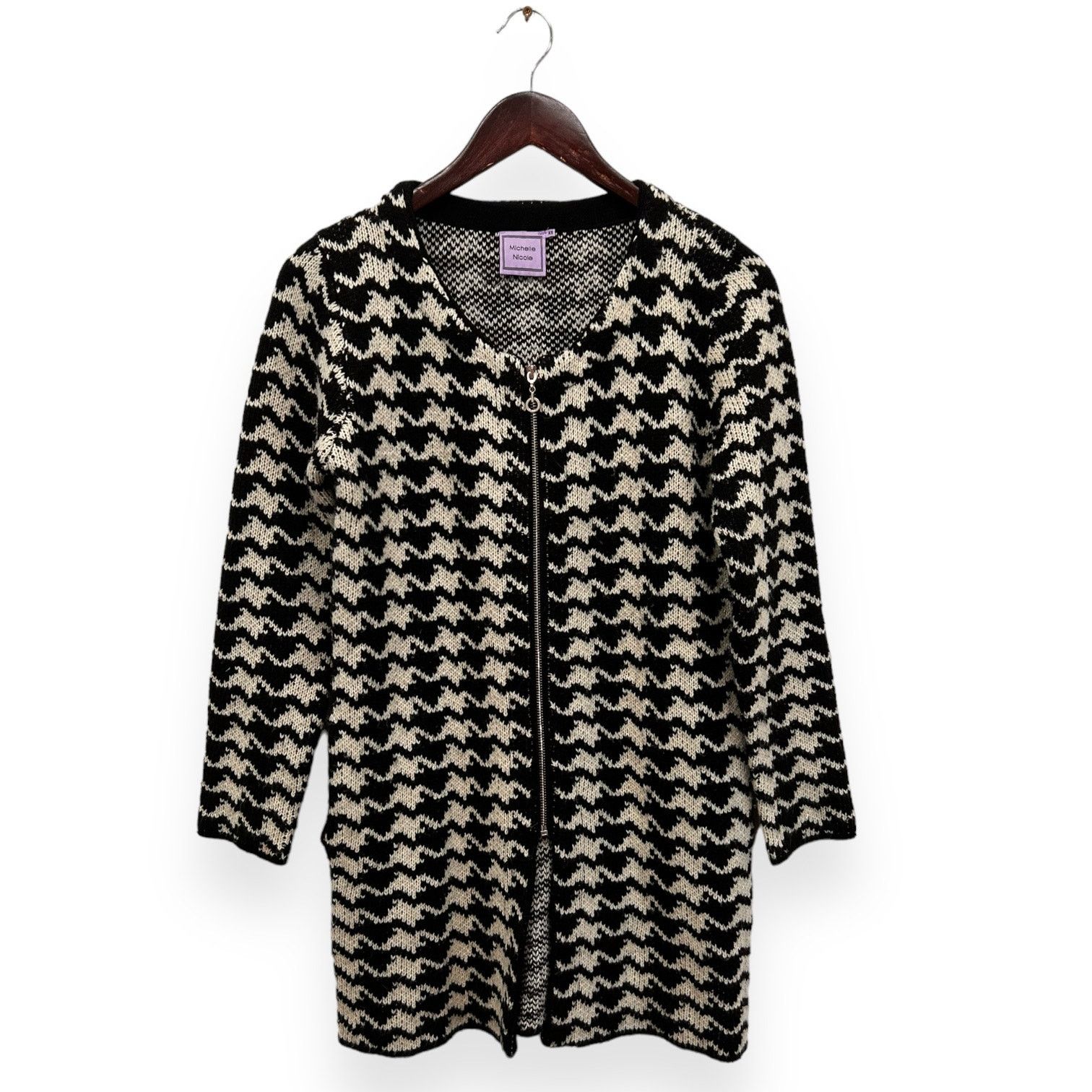 Vintage Vintage Houndstooth Wool Full Zip Sweater Size XS Size XS / US 0-2 / IT 36-38 - 1 Thumbnail