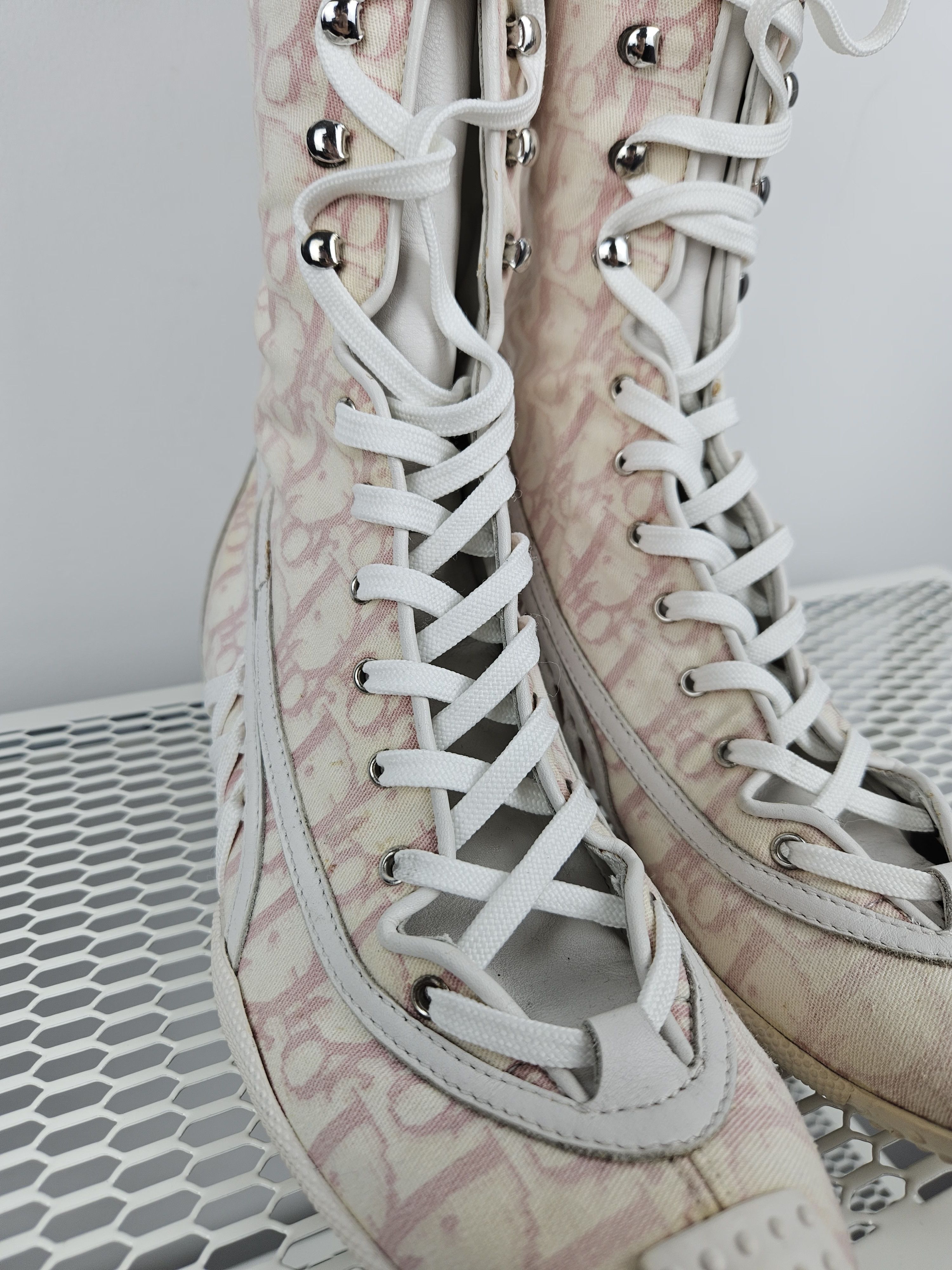 Dior Vintage y2k dior monogram knee height lace up boots Size US 7 / IT 37 - 17 Thumbnail