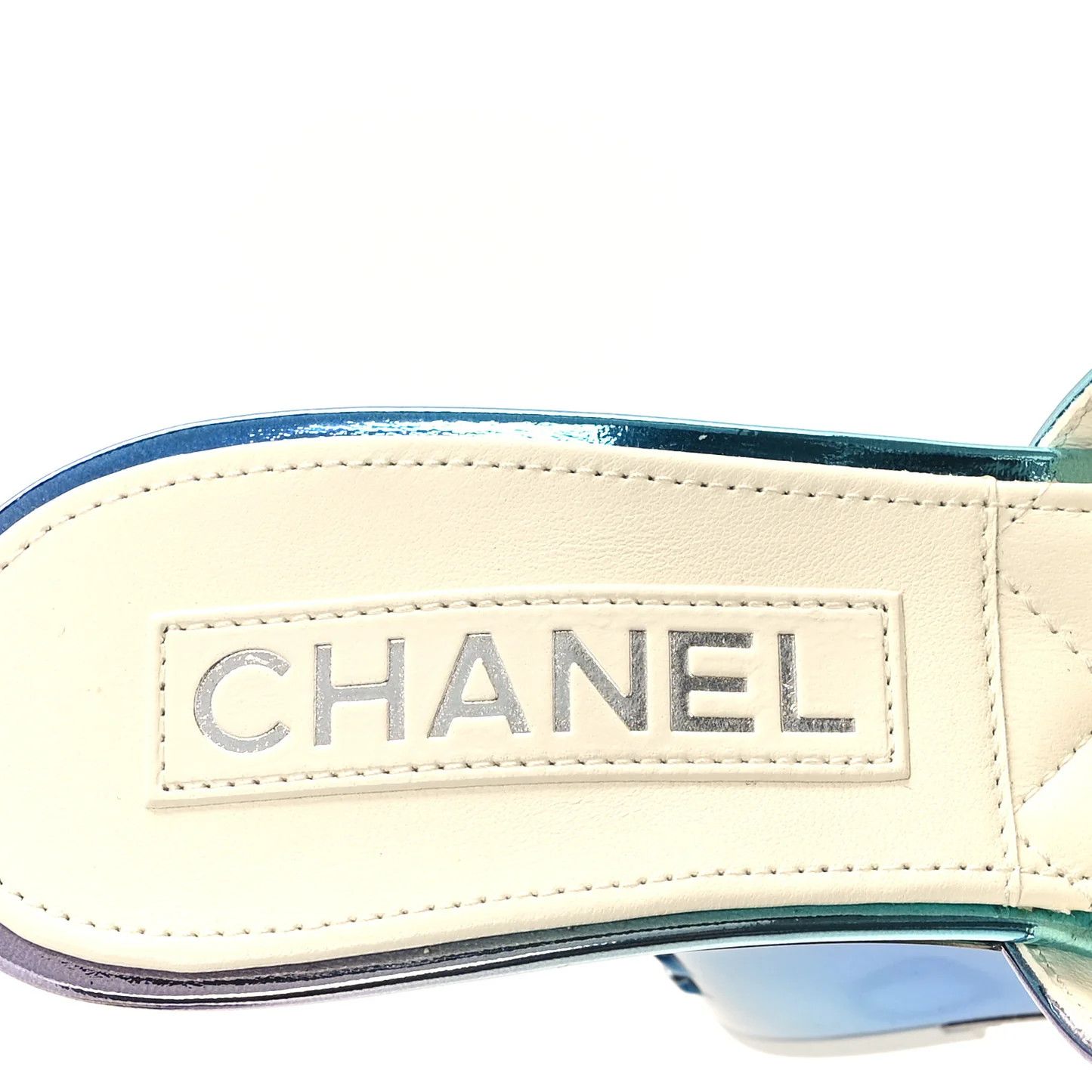 Chanel os11x0126 Laminated Calfskin Wedge Mules in Blue Size US 9 / IT 39 - 6 Thumbnail
