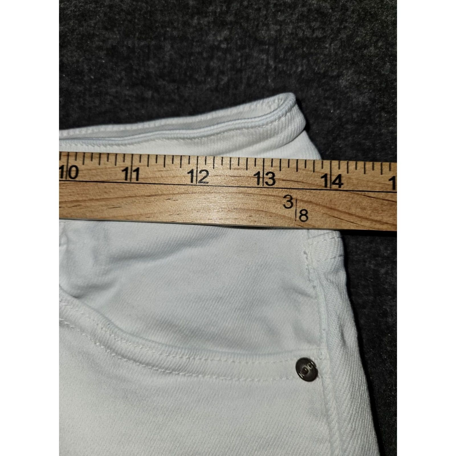 Vintage KanCan Jeans Juniors 7/27 White Skinny Ankle Fringe Slit Preppy City Denim Stretch Adjustable Inseam 25" Womens Size 28" / US 6 / IT 42 - 4 Thumbnail