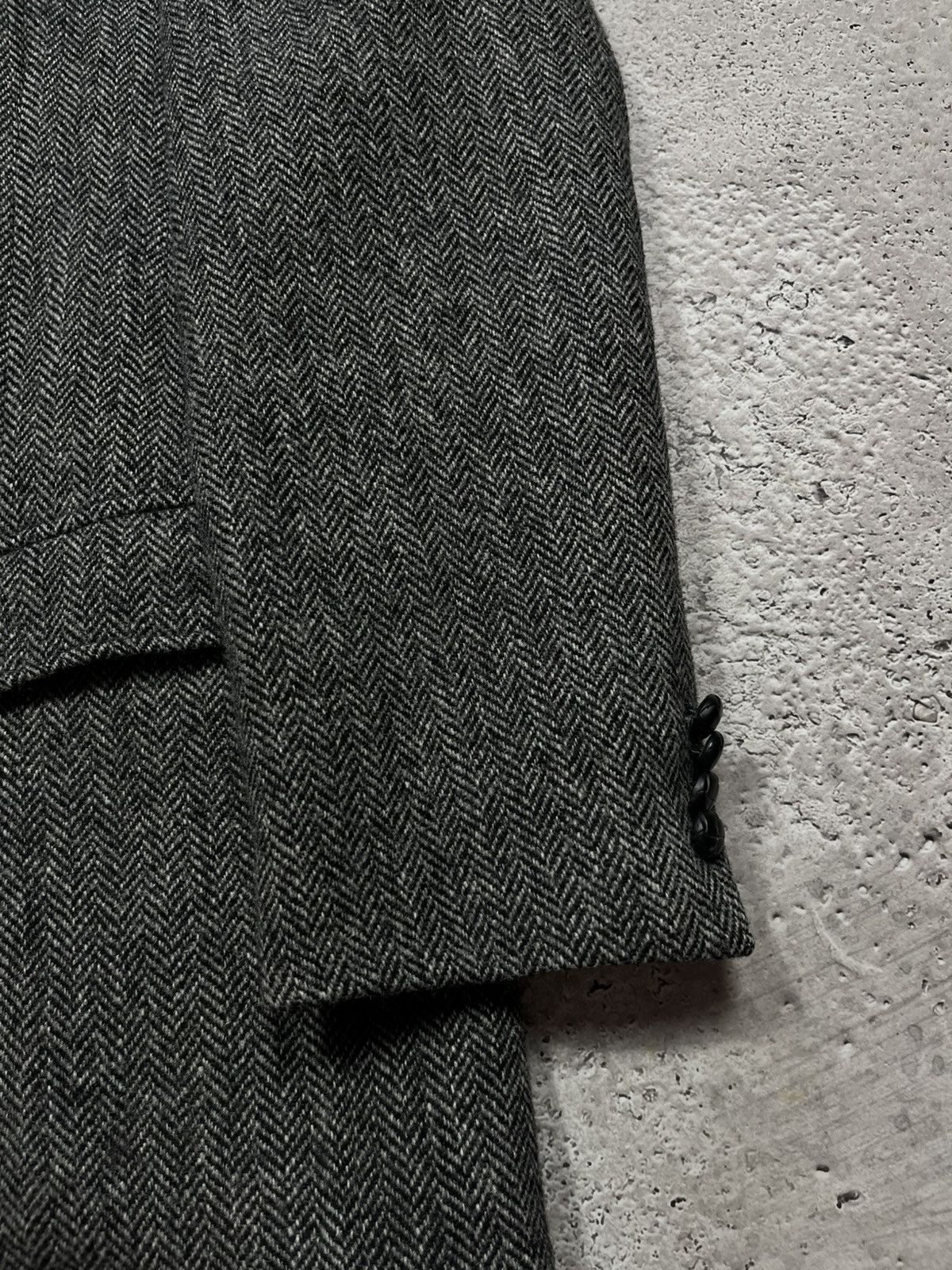Harris Tweed Harris Tweed Herringbone Wool Blazer 42L Gray Jos A Bank Size 42L - 6 Thumbnail