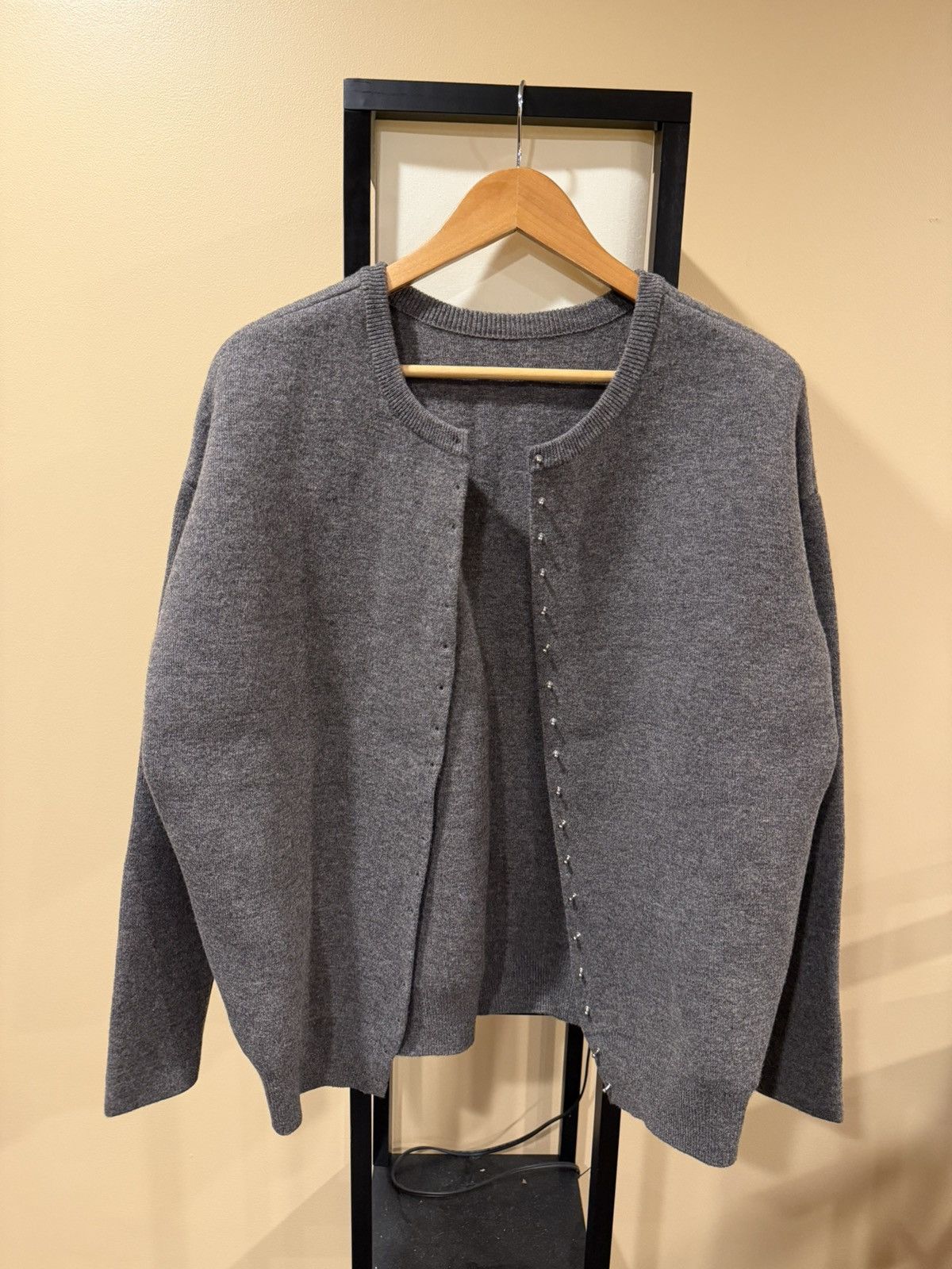 Loewe Loewe Grey Studded Open Back Knit Cardigan Sweater 2024 Size US S / EU 44-46 / 1 - 4 Thumbnail
