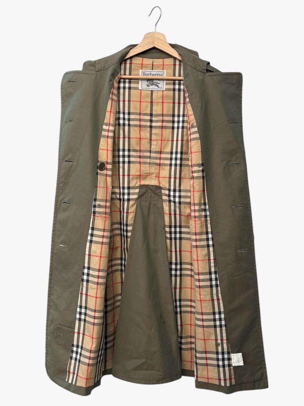 Burberry 80s/90s Burberrys Trench Coat Classic Double Breasted Olive Size S / US 4 / IT 40 - 8 Thumbnail